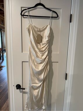 metallic choker dress The Moment Metal Choker Ruched Dress – EDGE
